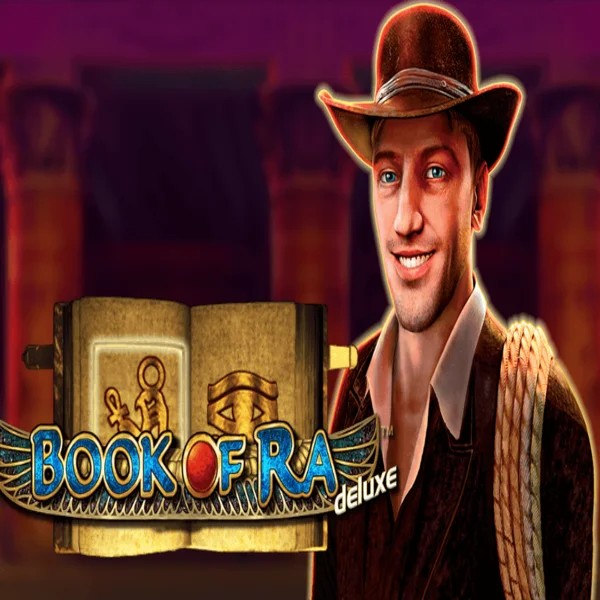 Book of Ra Deluxe online game logo by Novomatic on stonevegas.eu.com