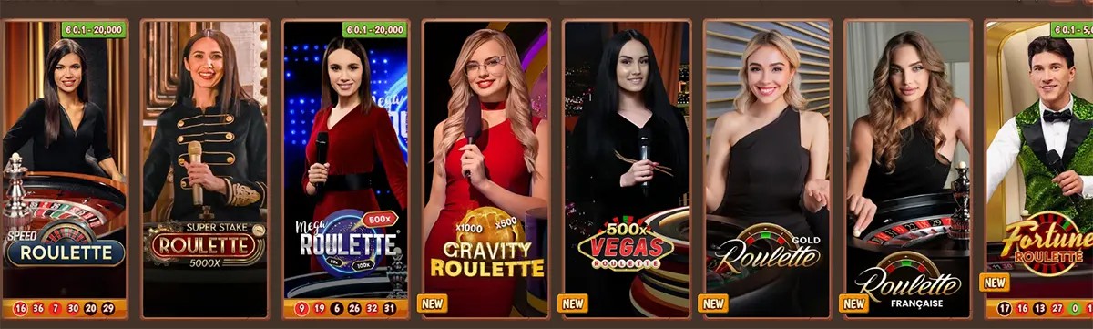 Play live casino games at Stone Vegas Casino, including multiple roulette variants like Speed Roulette, Mega Roulette, Gravity Roulette, Vegas Roulette, Gold Roulette, and Roulette Française.